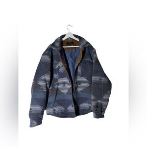 Jachs Blue and Gray Patterned Shirt Jacket